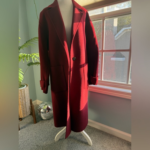Theory Easy One Button Coat – Winsome 2 in burgundy - Picture 1 of 4